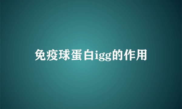 免疫球蛋白igg的作用