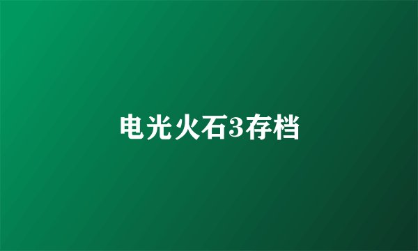 电光火石3存档