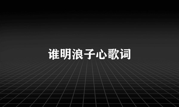 谁明浪子心歌词