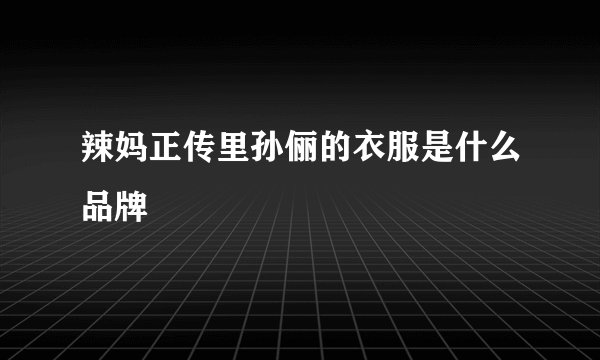 辣妈正传里孙俪的衣服是什么品牌