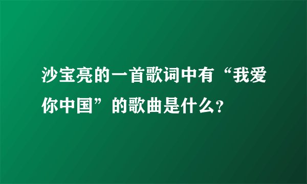 沙宝亮的一首歌词中有“我爱你中国”的歌曲是什么？