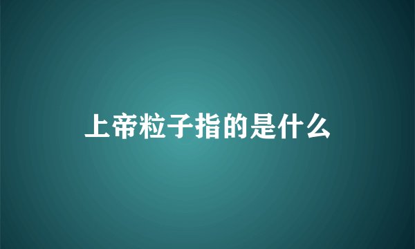 上帝粒子指的是什么
