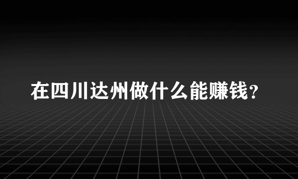 在四川达州做什么能赚钱？