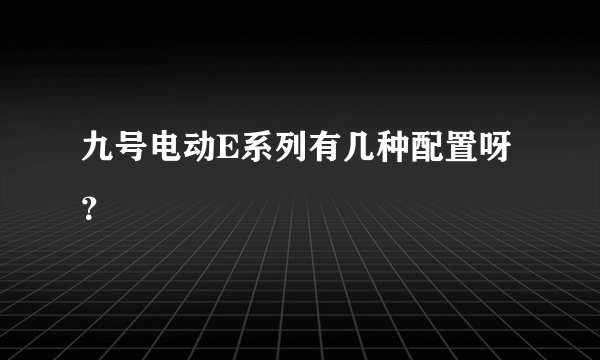 九号电动E系列有几种配置呀？