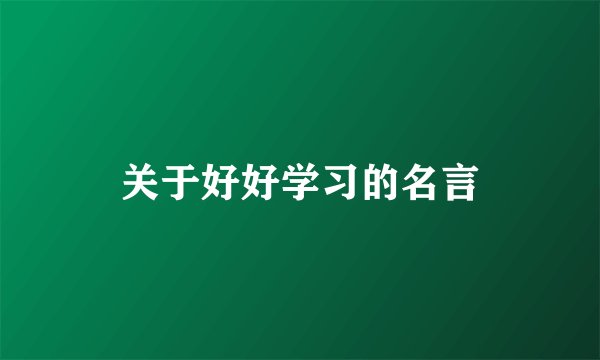 关于好好学习的名言