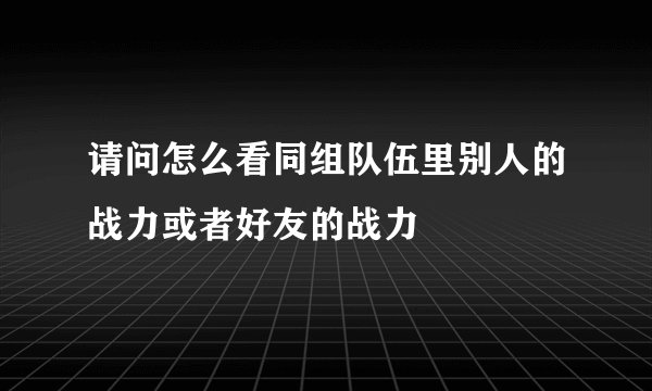 请问怎么看同组队伍里别人的战力或者好友的战力
