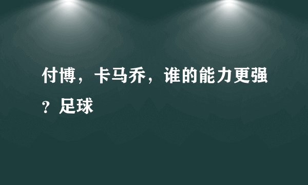 付博，卡马乔，谁的能力更强？足球