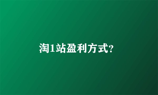 淘1站盈利方式？