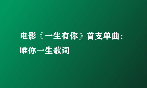 电影《一生有你》首支单曲：唯你一生歌词