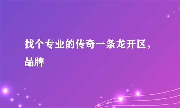 找个专业的传奇一条龙开区，品牌