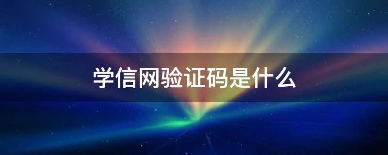 学信网验证码是什么