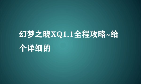 幻梦之晓XQ1.1全程攻略~给个详细的