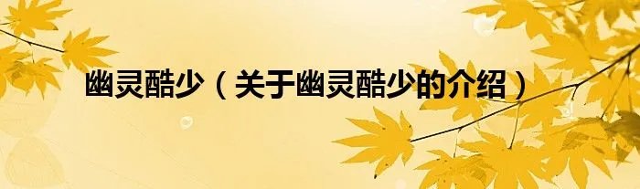 幽灵酷少（关于幽灵酷少的介绍）