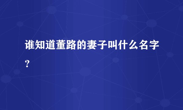 谁知道董路的妻子叫什么名字？