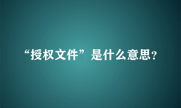 “授权文件”是什么意思？