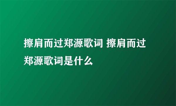 擦肩而过郑源歌词 擦肩而过郑源歌词是什么