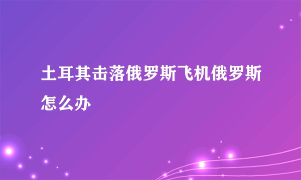 土耳其击落俄罗斯飞机俄罗斯怎么办