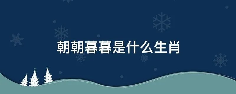 朝朝暮暮是什么生肖