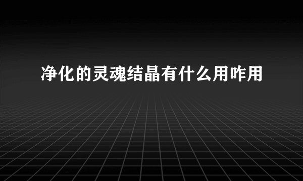 净化的灵魂结晶有什么用咋用