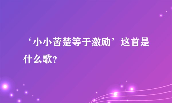 ‘小小苦楚等于激励’这首是什么歌?