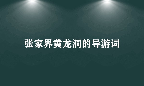 张家界黄龙洞的导游词