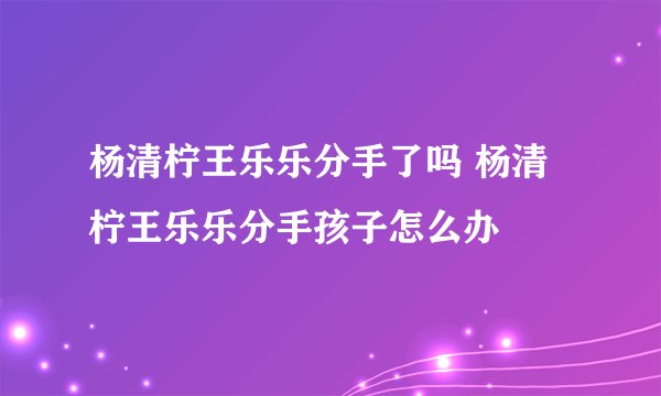 杨清柠王乐乐分手了吗 杨清柠王乐乐分手孩子怎么办