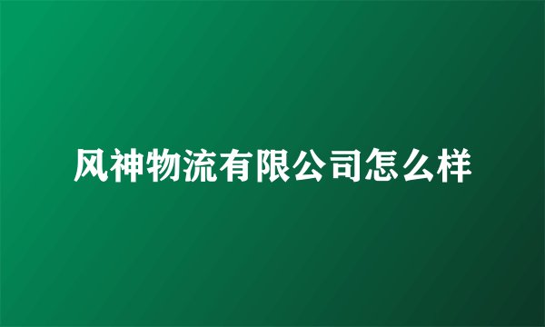 风神物流有限公司怎么样