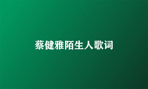蔡健雅陌生人歌词