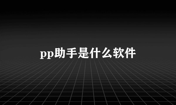 pp助手是什么软件
