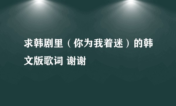 求韩剧里（你为我着迷）的韩文版歌词 谢谢