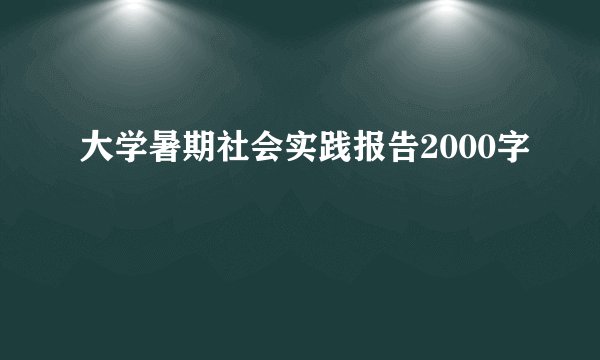 大学暑期社会实践报告2000字