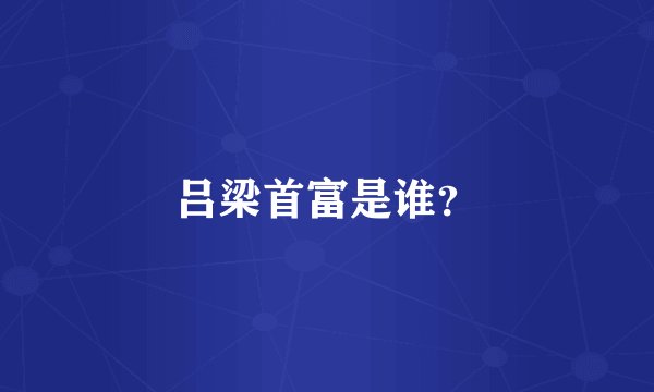 吕梁首富是谁？
