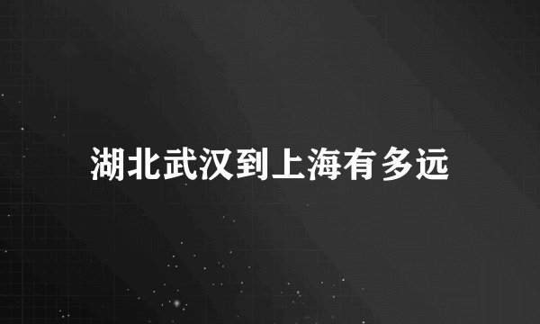 湖北武汉到上海有多远