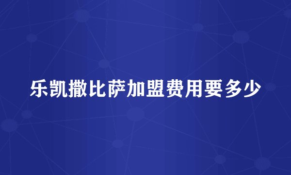 乐凯撒比萨加盟费用要多少