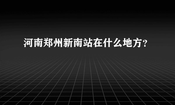 河南郑州新南站在什么地方？