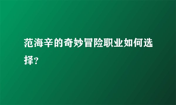 范海辛的奇妙冒险职业如何选择？