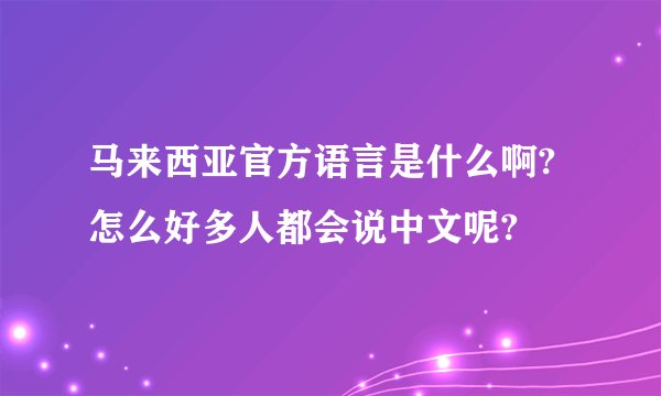 马来西亚官方语言是什么啊?怎么好多人都会说中文呢?