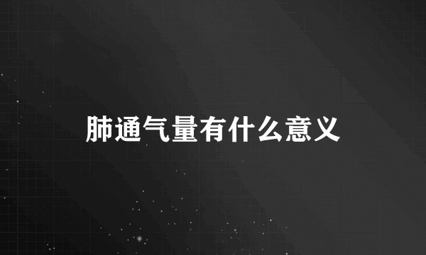 肺通气量有什么意义