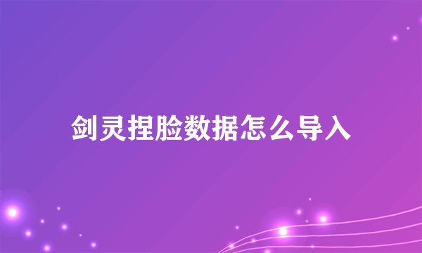 剑灵捏脸数据怎么导入