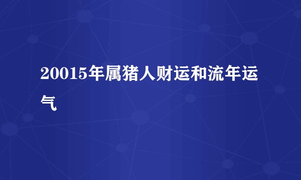20015年属猪人财运和流年运气
