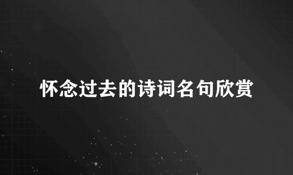 怀念过去的诗词名句欣赏