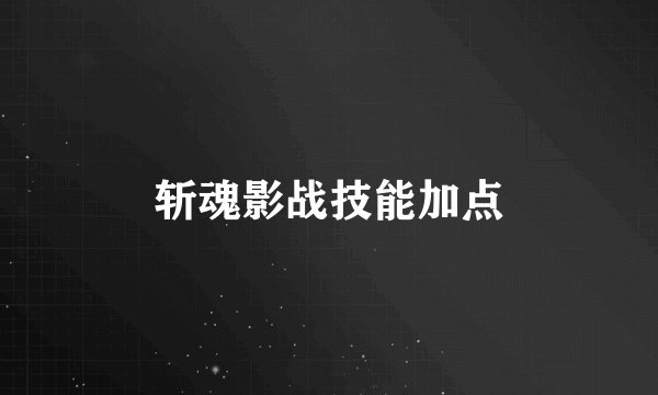 斩魂影战技能加点