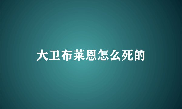 大卫布莱恩怎么死的