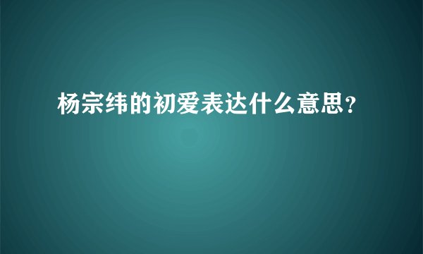 杨宗纬的初爱表达什么意思？