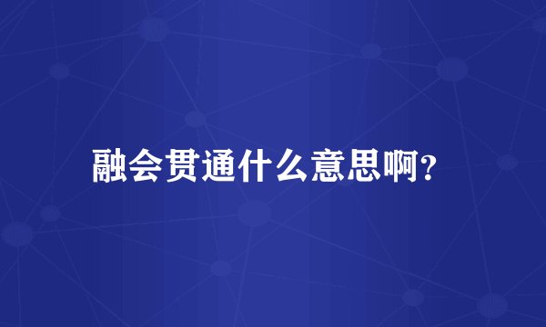 融会贯通什么意思啊?