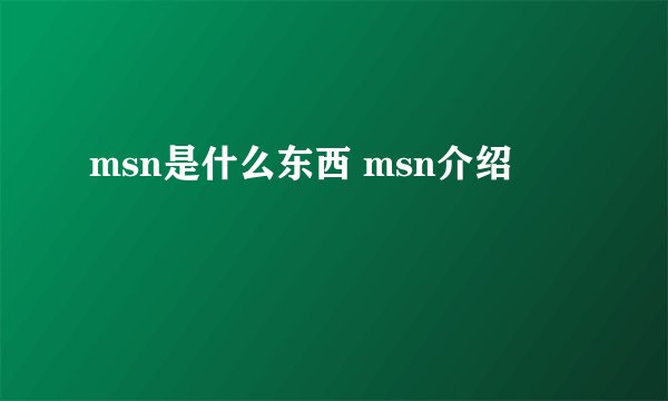 msn是什么东西 msn介绍