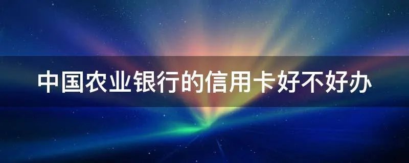 中国农业银行的信用卡好不好办