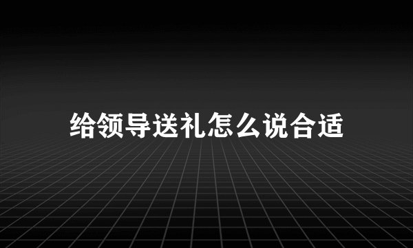 给领导送礼怎么说合适