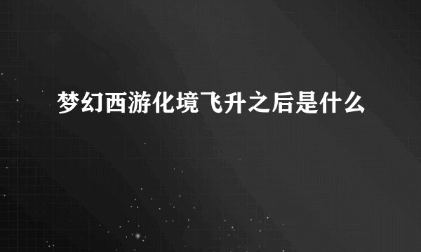梦幻西游化境飞升之后是什么