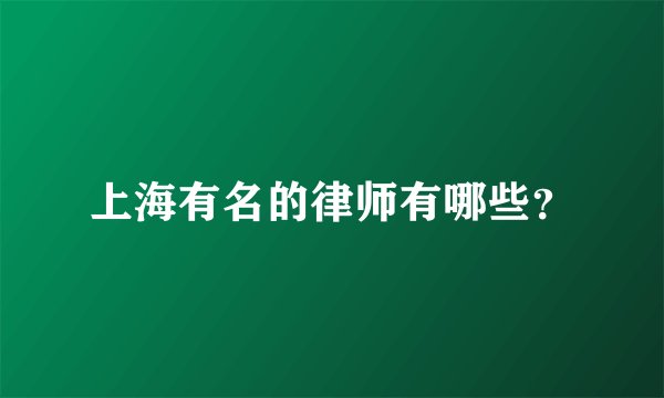 上海有名的律师有哪些？
